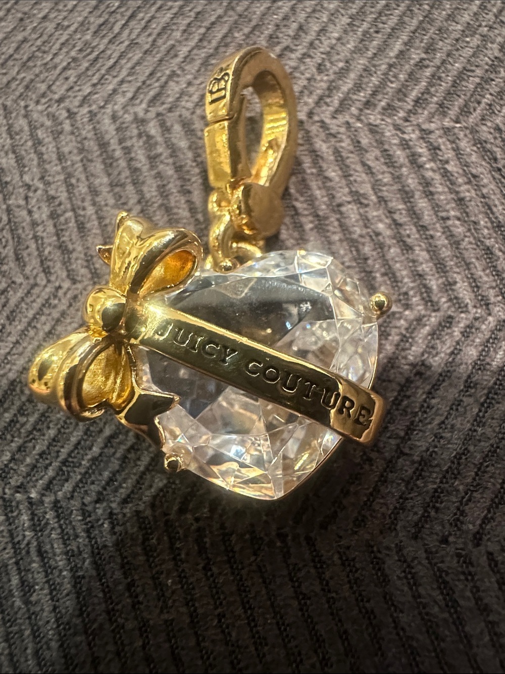 Juicy Couture Gold Bow Heart Crystal Charm Pendant